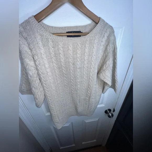 Ralph Lauren Women’s Medium Beige Linen Cotton Knit Short Sleeve Sweater Top M - Picture 4 of 11